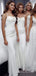 Mermaid White Spaghetti Straps Long Cheap Bridesmaid Dresses , MRB0019