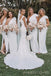 Mermaid White One Shoulder Side Slit Long Cheap Bridesmaid Dresses , MRB0025