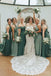 Mismatched Green A-line Long Cheap Bridesmaid Dresses , MRB0026