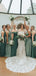 Mismatched Green A-line Long Cheap Bridesmaid Dresses , MRB0026