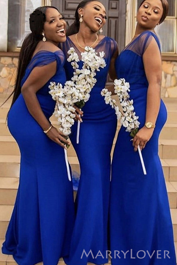 Royal Blue Mermaid Sweetheart Cheap Bridesmaid Dresses , MRB0032