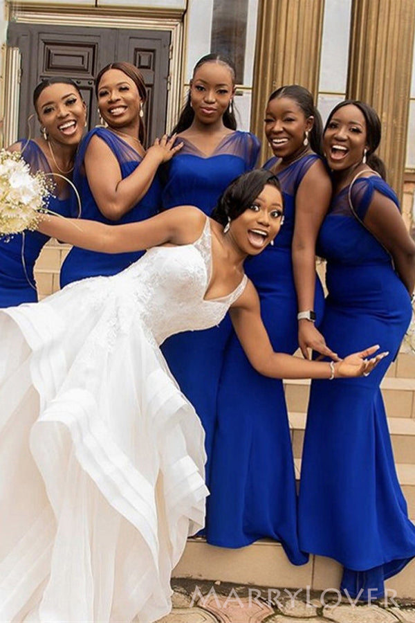 Royal Blue Mermaid Sweetheart Cheap Bridesmaid Dresses , MRB0032