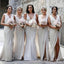 Deep V-neck Side Slit Cheap Custom Bridesmaid Dresses , MRB0038