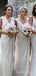 Deep V-neck Side Slit Cheap Custom Bridesmaid Dresses , MRB0038