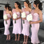 One Shoulder Pink Sweetheart Mermaid Cheap Long Custom Bridesmaid Dresses , Short Bridesmaid dress, MRB0040