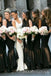 Mermaid Black See Through Cheap Long Custom Bridesmaid Dresses , MRB0043