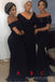 Black Mismatched Mermaid Cheap Long Custom Bridesmaid Dresses , MRB0047