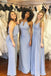 Mismatched Grey Chiffon Cheap Long Custom Bridesmaid Dresses , MRB0053