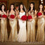 Sweetheart Mermaid Gold Sequins Strapless Long Custom Bridesmaid Dresses , MRB0054