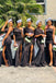 One Shoulder Black Satin Nernaid Cheap Side Slit Long Custom Bridesmaid Dresses , MRB0060