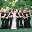 Simple Black Mermaid Cheap Backless Long Custom Bridesmaid Dresses , MRB0066