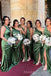 Popular Green Satin Mermaid One Shoulder Cheap Long Custom Bridesmaid Dresses , MRB0077