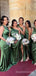 Popular Green Satin Mermaid One Shoulder Cheap Long Custom Bridesmaid Dresses , MRB0077