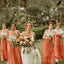 A-line Spaghetti Straps Orange V-neck Cheap Long Custom Bridesmaid Dresses , MRB0089
