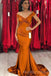 Mermaid Burnt Orange Satin Off Shoulder Custom Cheap Long Custom Bridesmaid Dresses , MRB0099