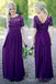 A-line Purple Chiffon Lace Half Sleeves Custom Cheap Long Custom Bridesmaid Dresses, MRB0105