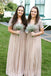 A-line Tulle Sequins V-neck Long Custom Short Sleeves Bridesmaid Dresses, MRB0122