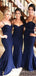 Formal Navy Blue Spaghetti Straps Mermaid Long Custom Bridesmaid Dresses, MRB0125
