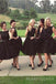 A-line Black Short Custom Bridesmaid Dresses, MRB0133