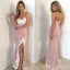 Rose Gold Mermaid Sweetheart Long Custom Side Slit Bridesmaid Dresses, MRB0134