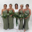 Simple One Shoulder Mermaid Satin Long Custom Bridesmaid Dresses, MRB0138