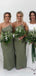 Simple One Shoulder Mermaid Satin Long Custom Bridesmaid Dresses, MRB0138