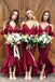 Deep V-neck Mermaid Satin Long Custom Spaghetti Straps Bridesmaid Dresses, MRB0146