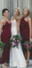 Mismatched Burgundy Side Slit Long Custom Bridesmaid Dresses, MRB0147