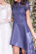 Dusty Blue Satin Mermaid Short Custom Lace Bridesmaid Dresses, MRB0149