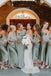 Mismatched Satin Spaghetti Straps Mermaid Long Custom Bridesmaid Dresses, MRB0152