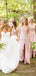 Mismatched Pink Chiffon Side Slit Long Custom Bridesmaid Dresses, MRB0153