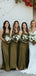 Spaghetti Straps A-line Clover Long Cheap Custom Side Slit Bridesmaid Dresses, MRB0157