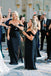 Black Chiffon Mermaid Off Shoulder Long Cheap Custom Side Slit Bridesmaid Dresses, MRB0158