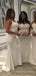 Mermaid V-neck White Long Cheap Custom Bridesmaid Dresses, MRB0162