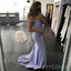 Popular Off Shoulder Mermaid Lavender Long Cheap Custom Bridesmaid Dresses, MRB0166