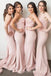 Spaghetti Straps Mermaid Pink Long Cheap Custom Appliques Bridesmaid Dresses, MRB0167