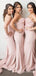 Spaghetti Straps Mermaid Pink Long Cheap Custom Appliques Bridesmaid Dresses, MRB0167