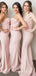 Spaghetti Straps Mermaid Pink Long Cheap Custom Appliques Bridesmaid Dresses, MRB0167