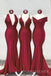 Mismatched Burgundy Satin Mermaid Long Cheap Custom Bridesmaid Dresses, MRB0170