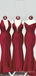 Mismatched Burgundy Satin Mermaid Long Cheap Custom Bridesmaid Dresses, MRB0170