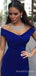 Royal Blue Satin Mermaid Off Shoulder Long Cheap Custom Bridesmaid Dresses, MRB0176