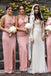 Simple Mermaid Side Slit Satin Long Cheap Custom Bridesmaid Dresses, MRB0181