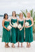 Cowl-neck Mermaid Spaghetti Straps Dark Green Satin Long Cheap Custom Bridesmaid Dresses, MRB0187