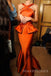 Unique Burnt Orange Satin Mermaid Long Cheap Custom Bridesmaid Dresses, MRB0199