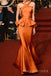 Unique Burnt Orange Satin Mermaid Long Cheap Custom Bridesmaid Dresses, MRB0199