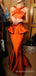 Unique Burnt Orange Satin Mermaid Long Cheap Custom Bridesmaid Dresses, MRB0199