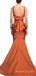 Unique Burnt Orange Satin Mermaid Long Cheap Custom Bridesmaid Dresses, MRB0199