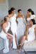 One Shoulder White Mermaid Long Cheap Side Slit Bridesmaid Dresses, MRB0207