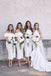 Off Shoulder White Mermaid Long Cheap Bridesmaid Dresses, MRB0208