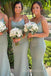 Spaghetti Straps Dusty Sage Satin Appliques Mermaid Long Cheap Bridesmaid Dresses, MRB0211